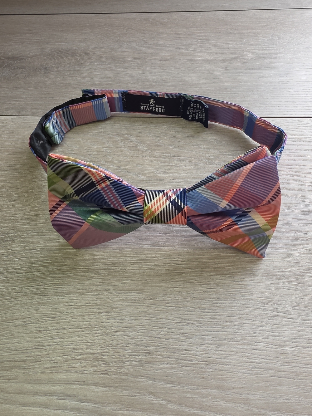 Stafford Multicolor Plaid Bow Tie - Pink & Blue